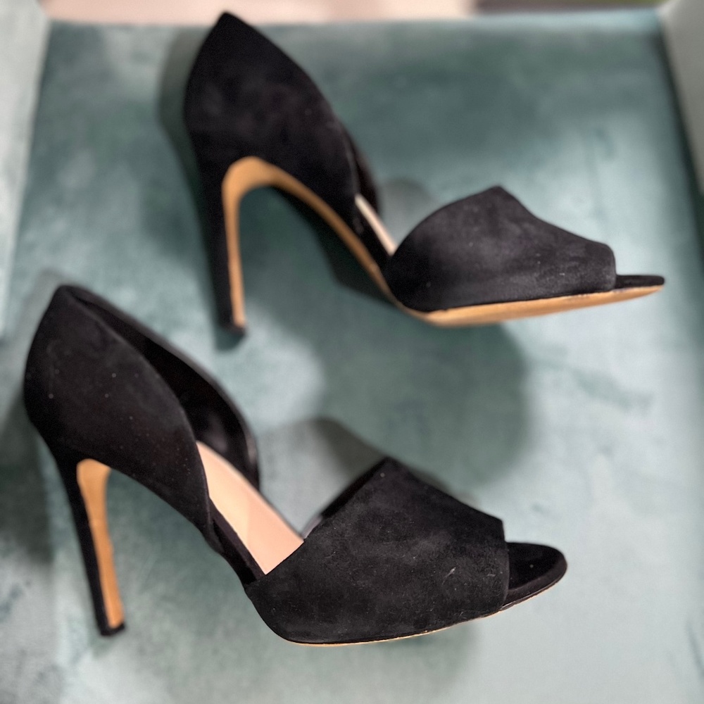 Vince Camuto Black Suede Heels, Size 8